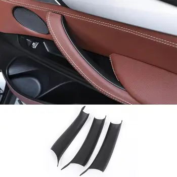 LHD RHD Черный 3 Шт Волокнистая Внутренняя Дверная Ручка Для Украшения Крышки Подходит Для BMW X5 F15 X6 F16 2014-2018