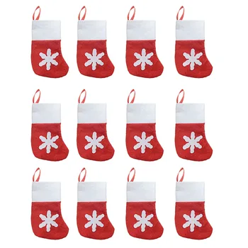 Рождественские мини-носки 12шт, сумка для ложек и вилок, держатель столовых приборов и вилок для украшения домашнего обеденного стола, Веселое Рождественское украшение Noel