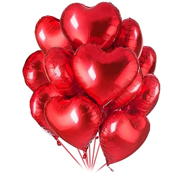 30 Воздушных шаров из фольги в виде сердечек, красные гелиевые шары 18 дюймов, набор романтических украшений на День Святого Валентина