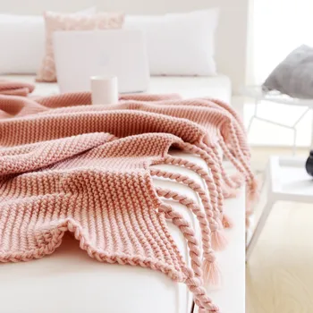 Однотонное акриловое вязаное одеяло Nordic Cozy Cable Plaid Вязаные одеяла для кровати Чехол для дивана Домашний декор Покрывало на кровать