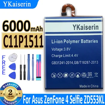 НОВЫЙ Аккумулятор YKaiserin 6000 мАч C11P1511 Для Мобильного Телефона Asus ZenFone 4 Selfie ZD553KL Bateria + Инструменты